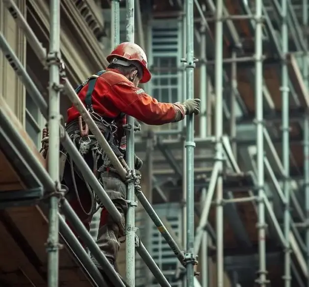 travailleur de chantier qui travaille sur un échafaudages
