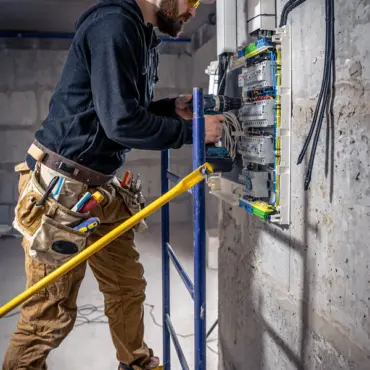 électriciens opérant sur un compteur électrique